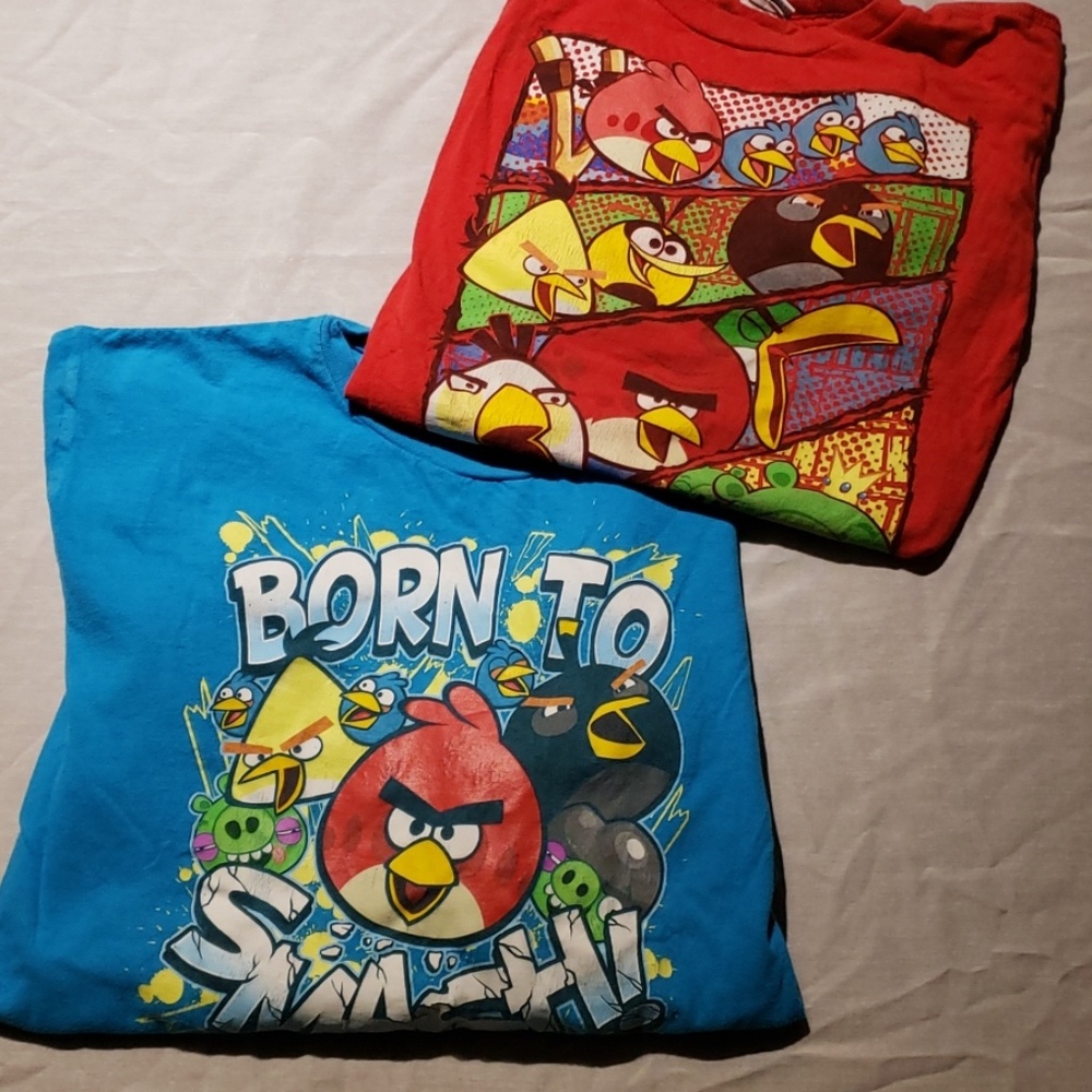 Two long sleeved angry birds shirts
